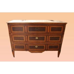 Italian Chest Of Drawers From The Second Half Of The 1700s In Louis XVI Style In Walnut Wood