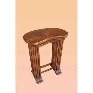 Group Of 4 Nesting Tables, French From The Late 1800s, In Mahogany Wood With Marquetry