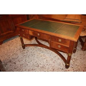 Early 20th Century French Empire Desk In Mahogany With Leather Top
