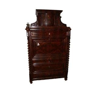 Secretary From Northern Europe From The Mid-1800s, Biedermeier Style, In Mahogany Wood