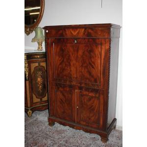 Biedermeier Secretaire In Mahogany Veneer From Mid-19th Century