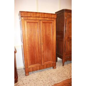 Small French Wardrobe In Louis Philippe Style With 2 Closed Doors