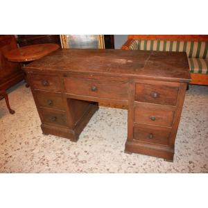 Italian Desk With 7 Drawers In Walnut Wood