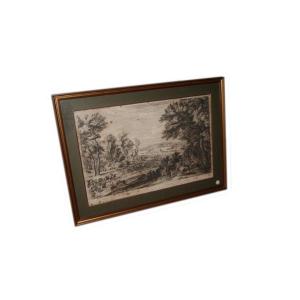 Pair Of Italian Engraving Landscape With Characters