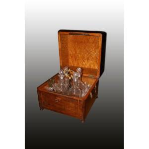 Antique Liquor Box From The 1800s Complete With Bottles And Glasses