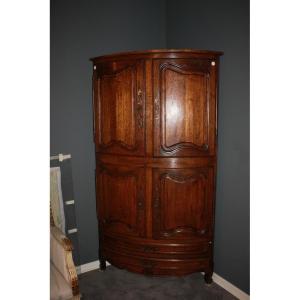 Large French Corner Cupboard In Provençal Style - Walnut Wood | 19th Century