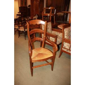 Tall Provençal Armchair From Late 19th Century In Walnut