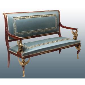 French Sofa From The Mid-1800s In Empire Style Mahogany