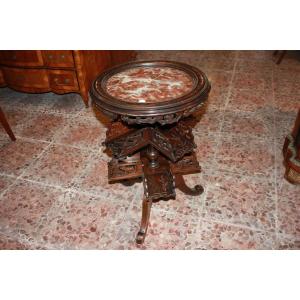 French Oriental-style Walnut Smoking Table From The 1800s