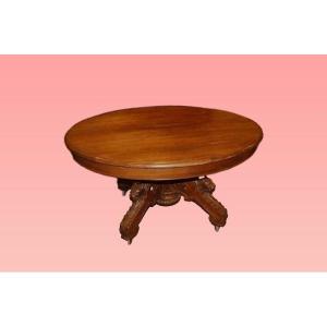 Antique Oval Extendable Table From The 1800s Louis Philippe Style In Walnut