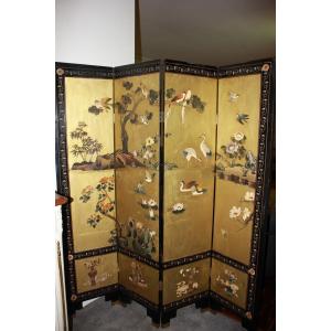 19th Century Chinese Painted And Gilded Screen With Animals