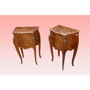 Pair Of Beautiful French Bedside Tables From The Second Half Of The 1800s, Louis XV Style