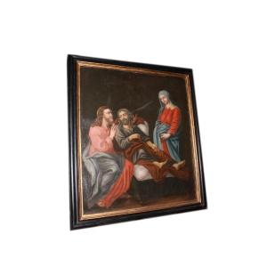 18th-century French Oil Painting Depicting The Death Of Saint Joseph