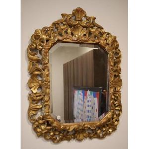 French Mirror From The Mid-1800s, Louis XIV Style, In Gilded Wood. Origin: France Period: Mid-1