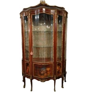 Grande Vitrine Française Vernis-martin Des Années 1800 Style Louis XV