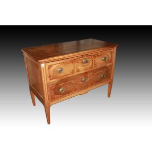 French Chest Of Drawers From The Early 1800s, In The Louis XVI Style, Made Of Walnut Wood. It F