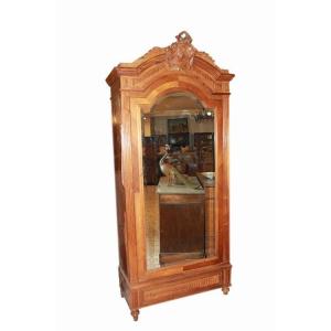 French Wardrobe From The Late 19th Century, Louis-philippe Style, In Walnut Wood. It Has A Rich