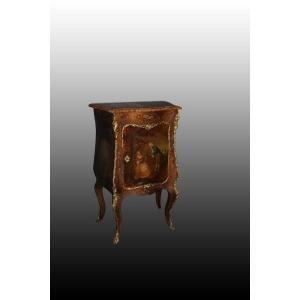 French Small Buffet From The Second Half Of The 19th Century, Louis XV Style, Made Of Painted M