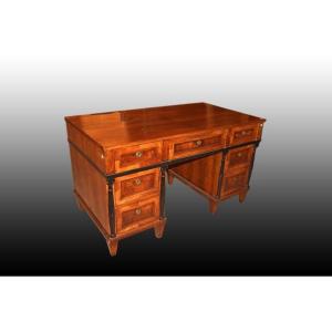 Beautiful Italian Desk From The First Half Of The 19th Century, Empire Style, Made Of Walnut Wo