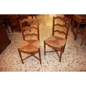 Set Of 6 Provençal Country Chairs In Cherry Wood