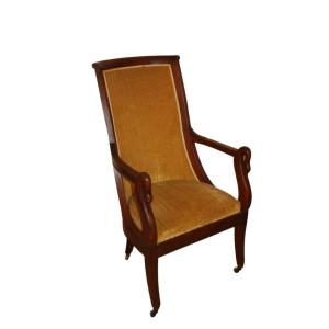 Fauteuil Français Style Empire Du Milieu Du XIXe Siècle En Bois De Mahogany