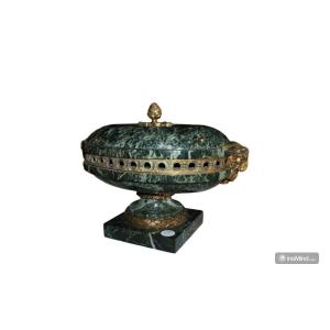 19th Century French Empire Style Centerpiece In Verde Alpi Marble