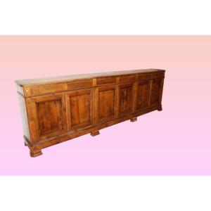 Large French Sideboard Of 3 Meters And 50 Cm, Empire Style From The Mid-1800s, In Cherry Wood