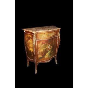 French Vernis Martin Cabinet From The Second Half Of The 19th Century In Louis XV Style