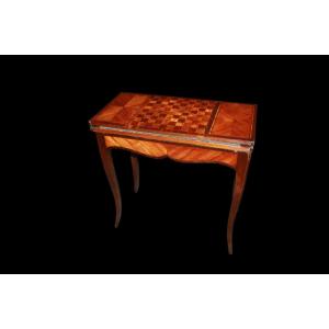 French Gaming Table From The Early 1800s, Louis XV Style, In Rosewood And Rosewood. It Features