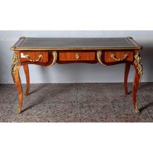 French Writing Desk From The Second Half Of The 1800s, Louis XV Style, In Bois De Rose