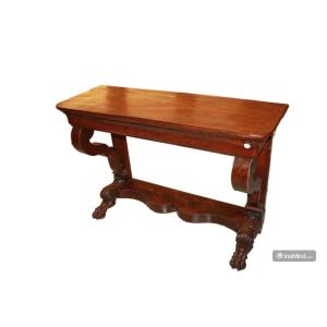 Grande Console Française Du XIXe Siècle En Style Empire En Acajou