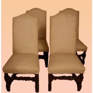 Group Of 4 Italian Spool Chairs From The 1700s
