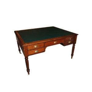 Large French Partners Desk From The Late 1800s In Oak Wood