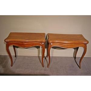 Paire De Tables à Jeux Louis Philippe Des Années 1800 En Bois d'Acajou