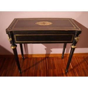 Boulle Style Games Table In Blackened Wood From The 1800s