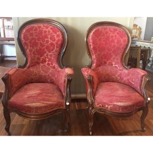 Pair Of French Bergeres From The 1800s In The Louis Philippe Style In Rosewood