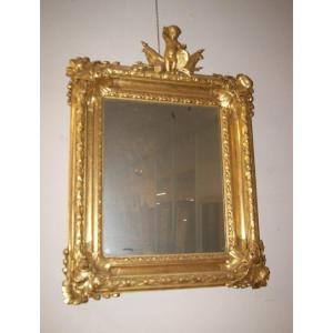 Superb French Mirror From The Early 1800s, Gilded With A Little Angel
