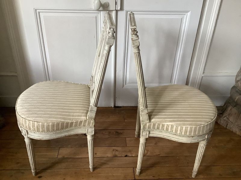 Pair Of Louis XVI Period Lyre Back Chairs Stamped David-photo-2