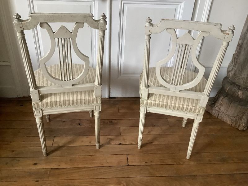 Pair Of Louis XVI Period Lyre Back Chairs Stamped David-photo-4