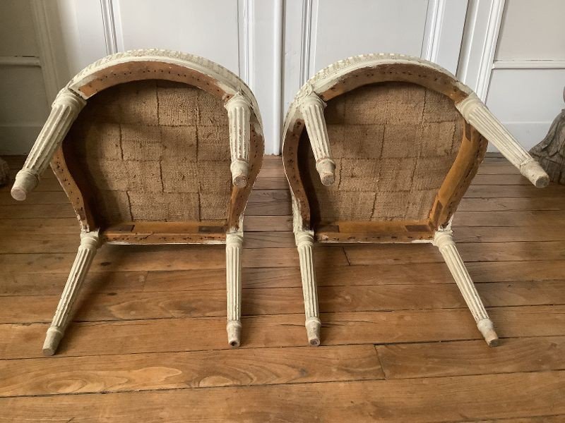 Pair Of Louis XVI Period Lyre Back Chairs Stamped David-photo-3