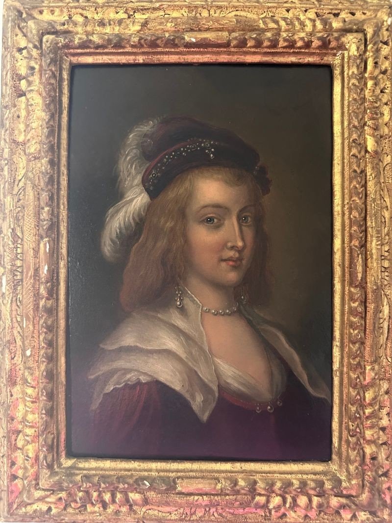 Oil On Copper Portrait Of A Woman 19th Century-photo-4