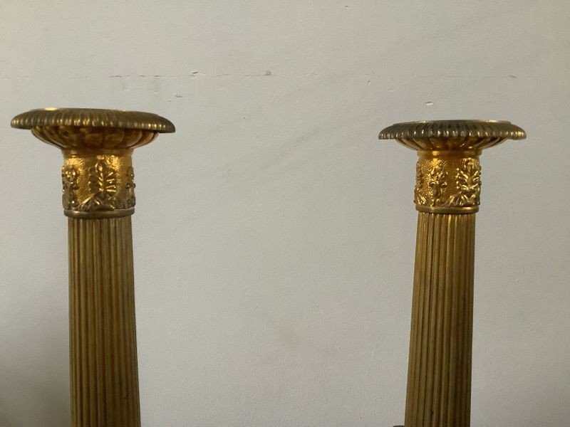 Pair Of Gilt Bronze Candlesticks-photo-3