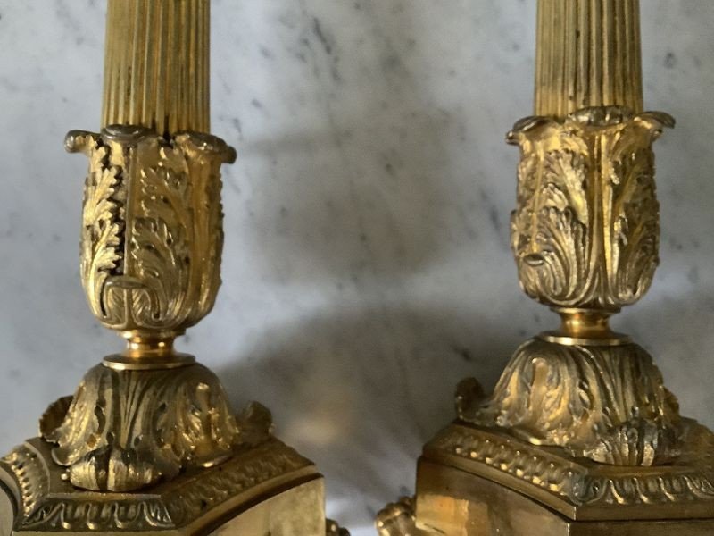 Pair Of Gilt Bronze Candlesticks-photo-2