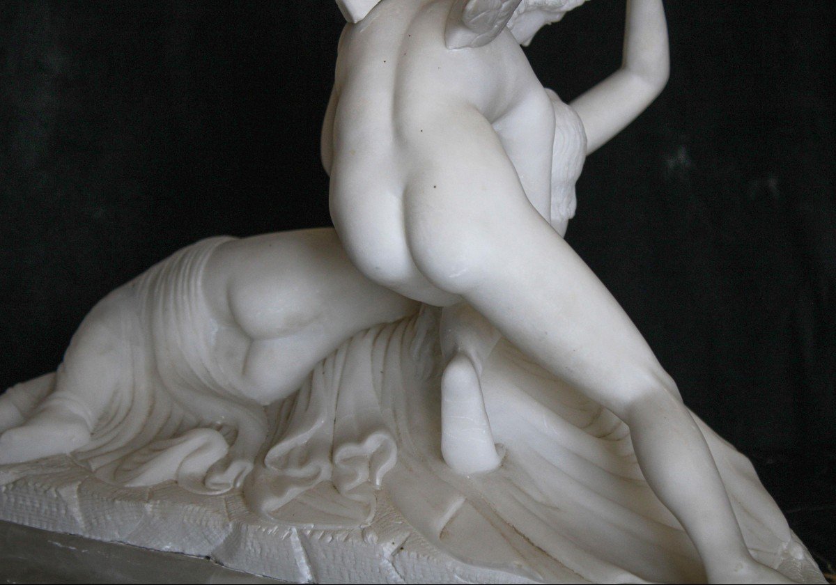 Sculpture Amour Et Psyché Marbre Carrara -photo-1