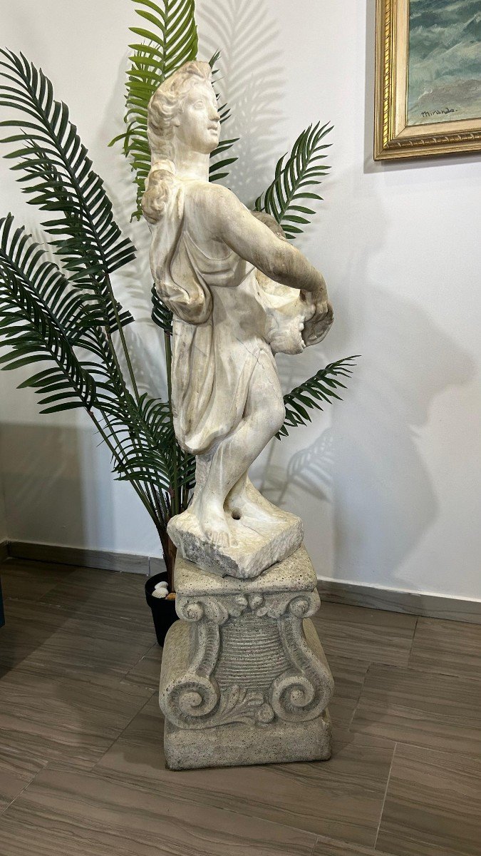 Grande Statue Représentant La Déesse Amphitrite Marbre -photo-3