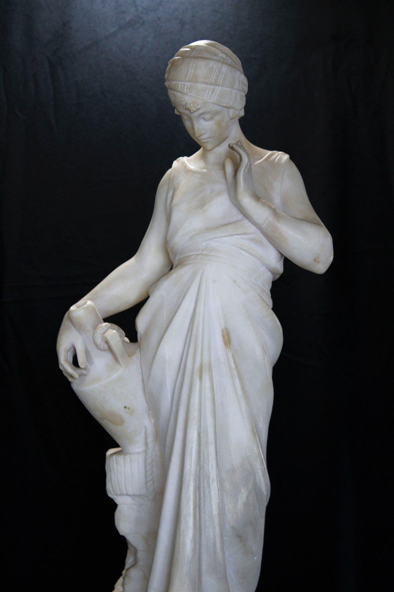 Statue Depicting A Girl With A Jug In Her Hand Marble-photo-2