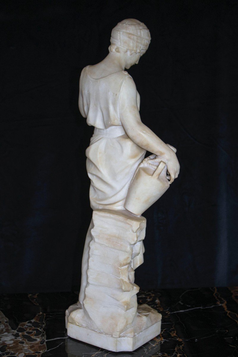 Statue Depicting A Girl With A Jug In Her Hand Marble-photo-3