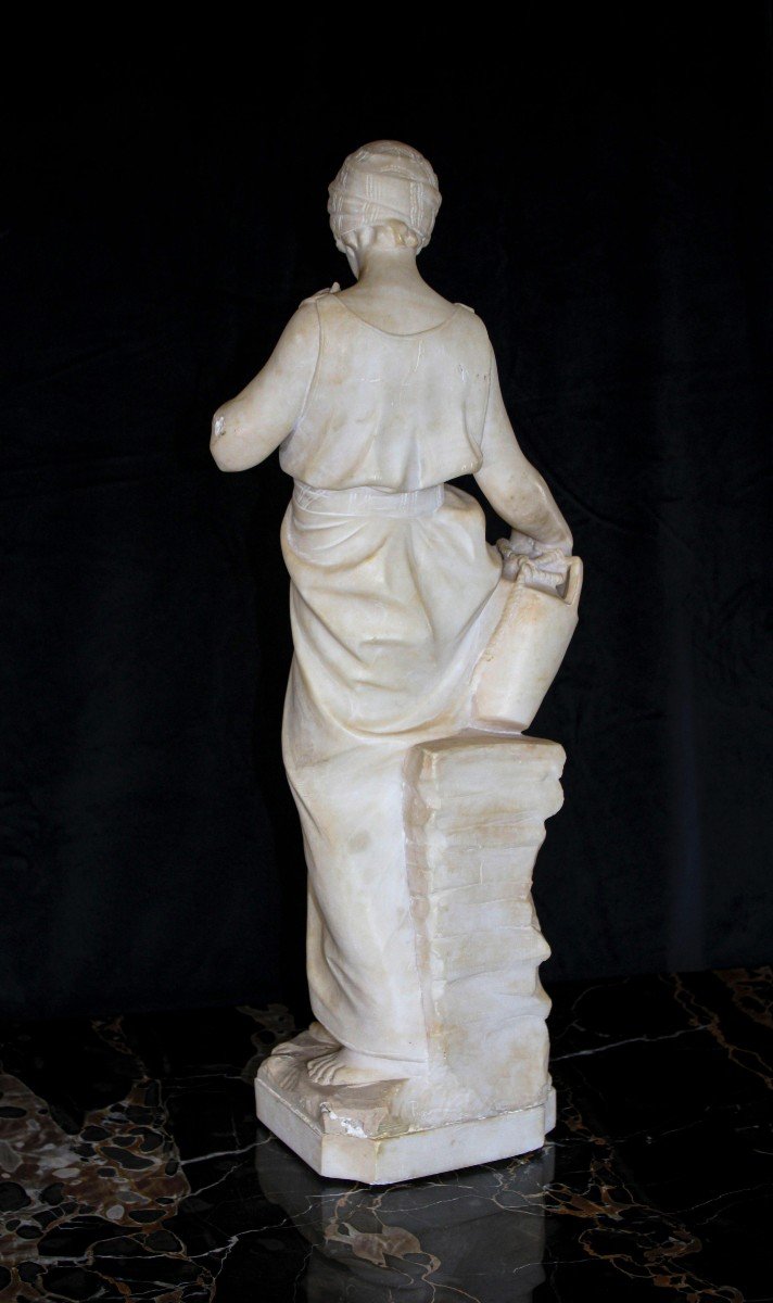 Statue Depicting A Girl With A Jug In Her Hand Marble-photo-8