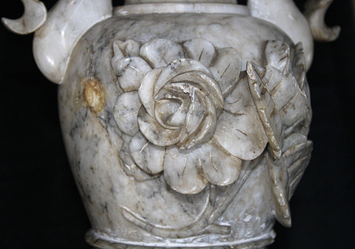 Antique Great Vase In Arabescato Marble -photo-3