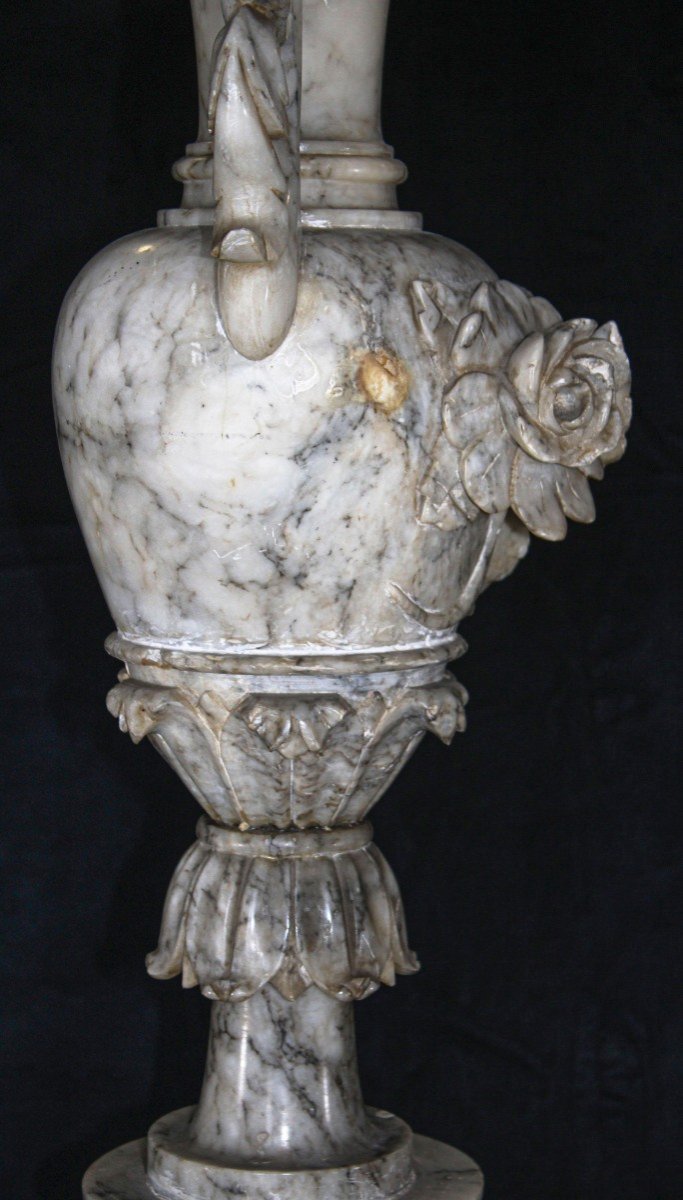 Grand Vase Ancien Et Exclusif En Marbre Arabescato -photo-1